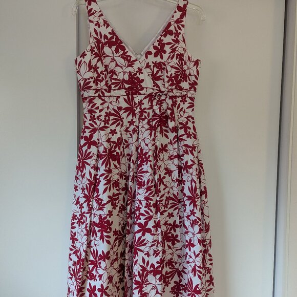 Liz Claiborne red and white floral summer dress - Picture 1 of 8